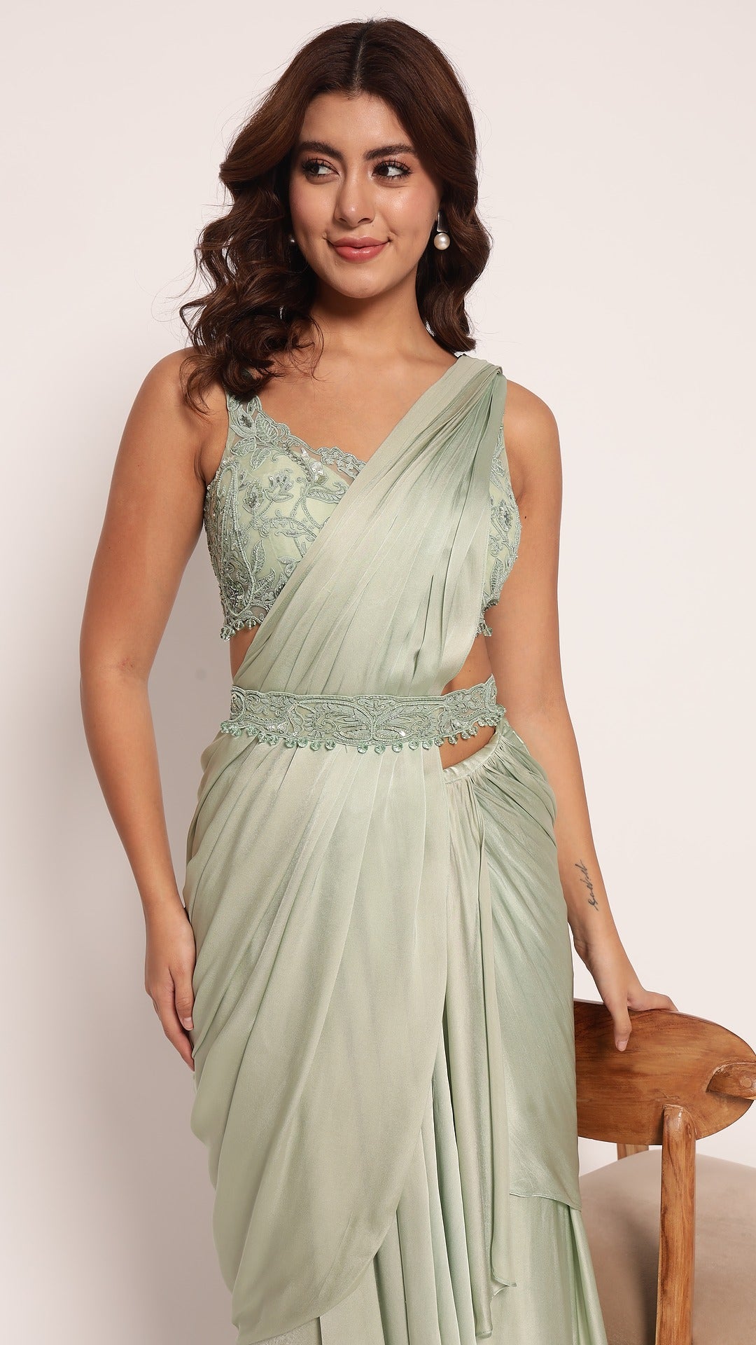 Jade Whisper Draped Saree