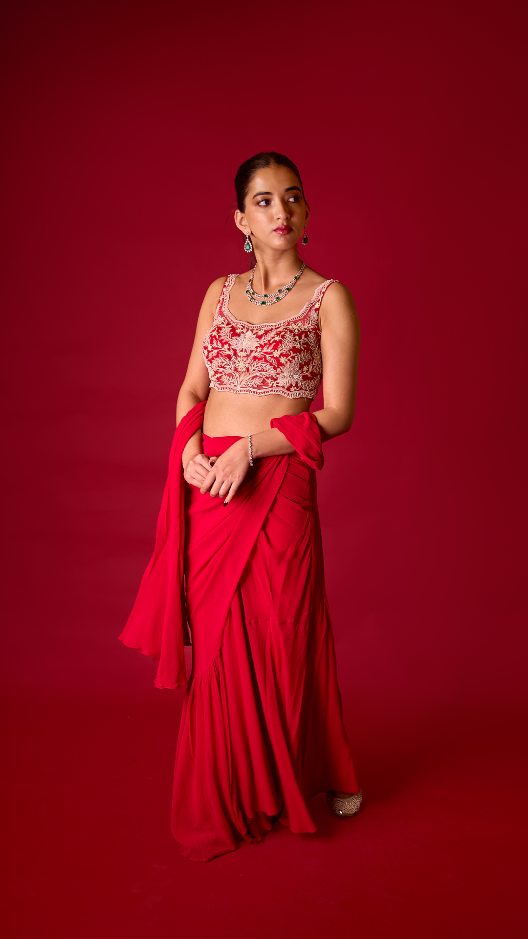 Scarlet Reverie Saree Set