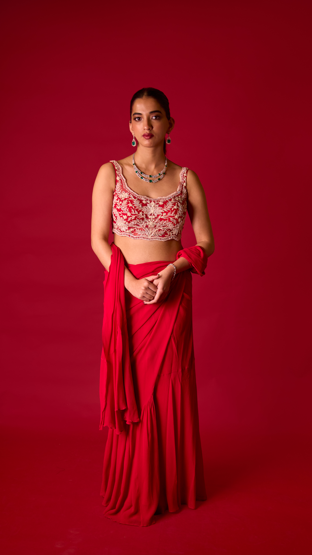 Scarlet Reverie Saree Set